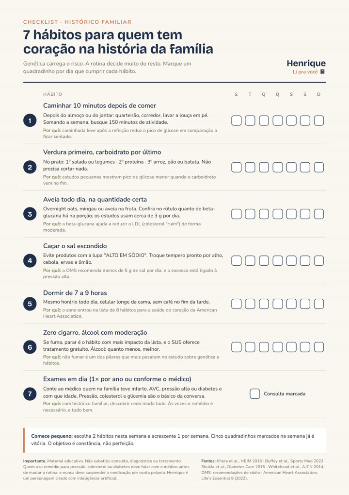 Prévia do checklist: 7 hábitos com quadradinhos de segunda a domingo